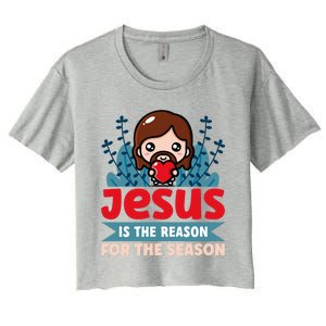 Jesus Is The Reason For The Season Jesus And Christmas Women's Crop Top Tee