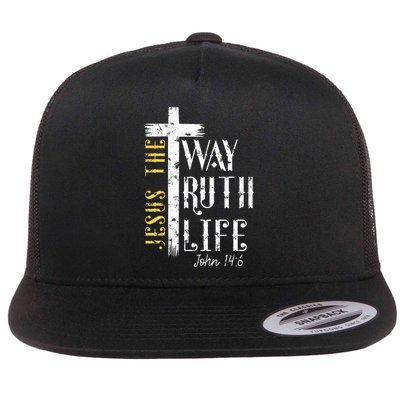 Jesus is the way truth and life John 146 Flat Bill Trucker Hat