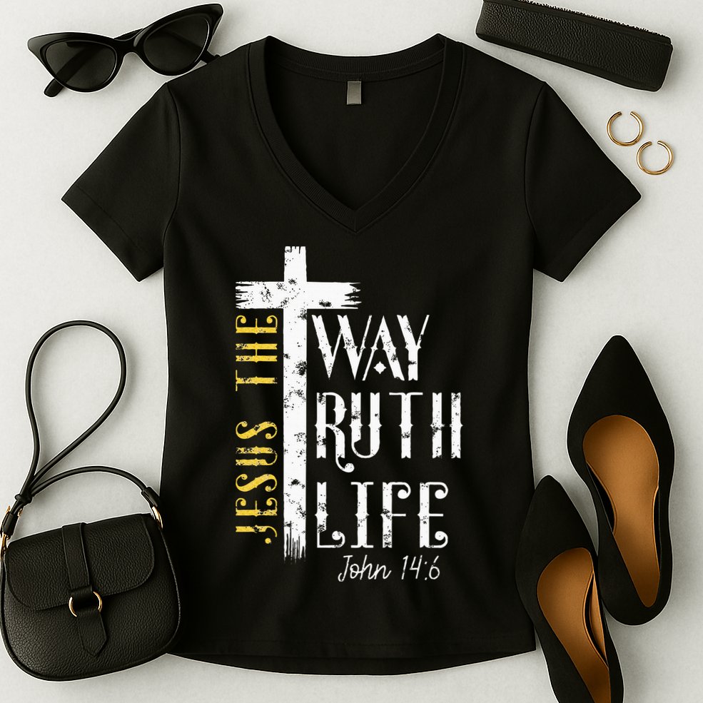 Jesus is the way truth and life John 146 Women's V-Neck T-Shirt