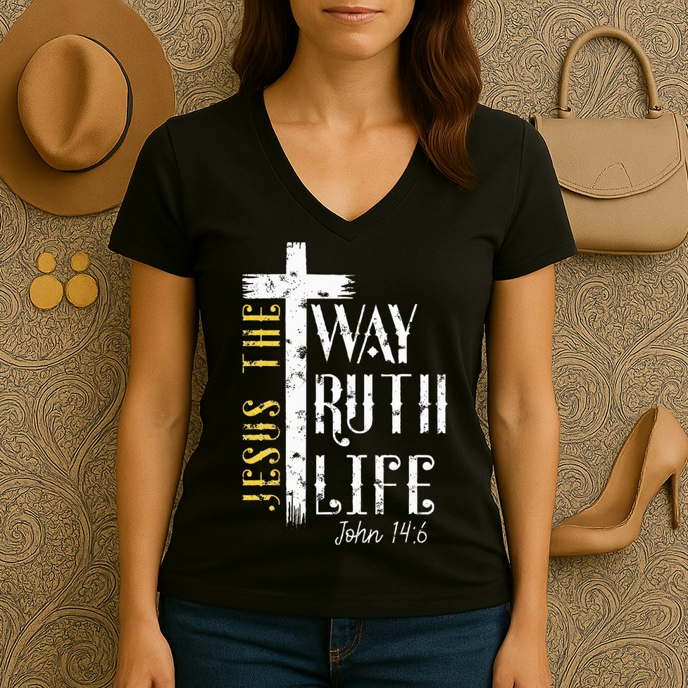 Jesus is the way truth and life John 146 Women's V-Neck T-Shirt