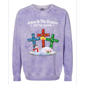 Jesus Is The Reason For The Season Christian Christmas Funny Gift Colorblast Crewneck Sweatshirt