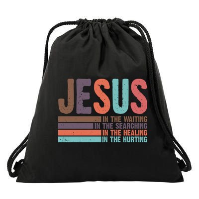 Jesus In The Waiting Quote Christian Vintage Drawstring Bag