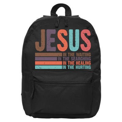 Jesus In The Waiting Quote Christian Vintage 16 in Basic Backpack