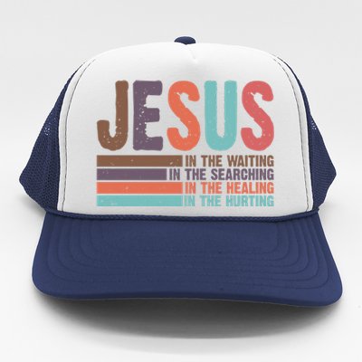 Jesus In The Waiting Quote Christian Vintage Trucker Hat