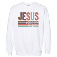 Jesus In The Waiting Quote Christian Vintage Garment-Dyed Sweatshirt