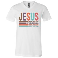 Jesus In The Waiting Quote Christian Vintage V-Neck T-Shirt