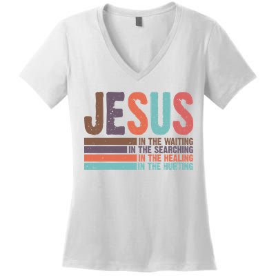 Jesus In The Waiting Quote Christian Vintage Women's V-Neck T-Shirt