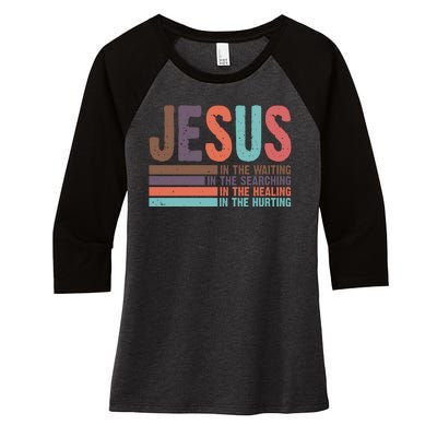 Jesus In The Waiting Quote Christian Vintage Women's Tri-Blend 3/4-Sleeve Raglan Shirt