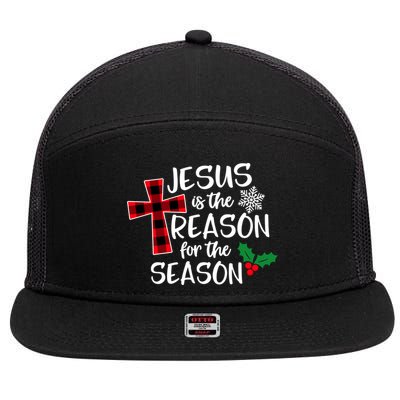 Jesus Is The Reason For The Season Christian Christmas Meaningful Gift 7 Panel Mesh Trucker Snapback Hat
