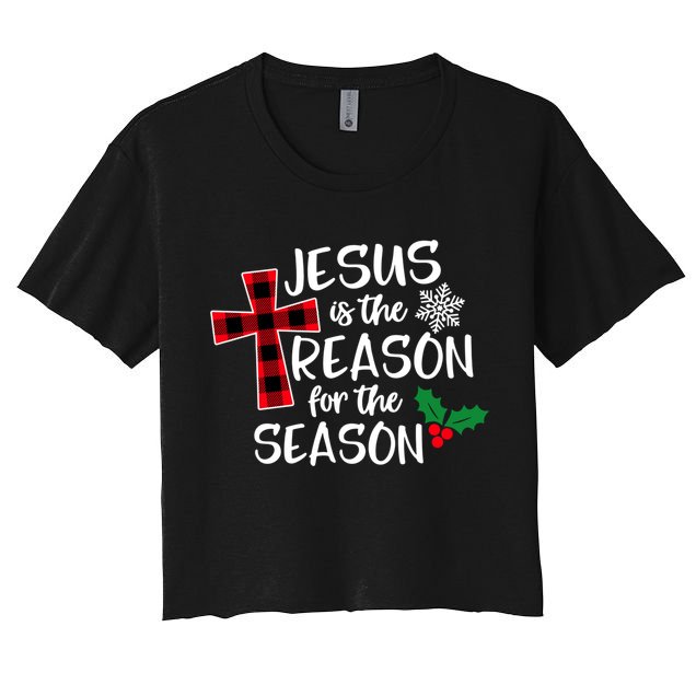 Jesus Is The Reason For The Season Christian Christmas Meaningful Gift Women's Crop Top Tee