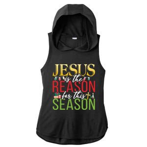 Jesus Is The Reason For This Season Xmas Christmas Gift Ladies PosiCharge Tri-Blend Wicking Draft Hoodie Tank