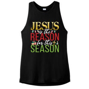 Jesus Is The Reason For This Season Xmas Christmas Gift Ladies PosiCharge Tri-Blend Wicking Tank