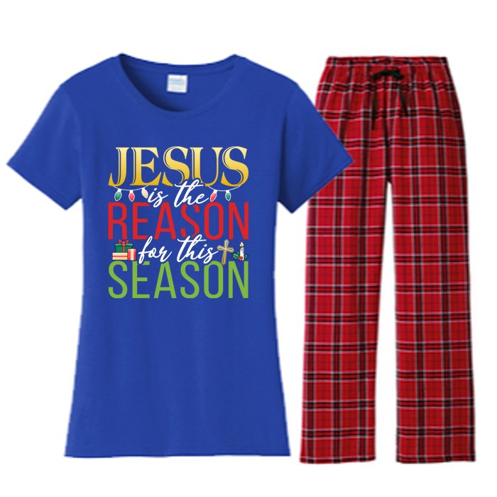 Jesus Is The Reason For This Season Xmas Christmas Gift Women's Flannel Pajama Set