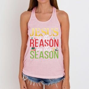 Jesus Is The Reason For This Season Xmas Christmas Gift Women's Knotted Racerback Tank