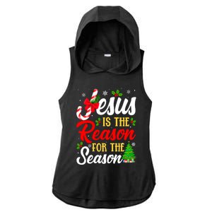 Jesus Is The Reason For The Season Christian Christmas Xmas Gift Ladies PosiCharge Tri-Blend Wicking Draft Hoodie Tank