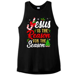 Jesus Is The Reason For The Season Christian Christmas Xmas Gift Ladies PosiCharge Tri-Blend Wicking Tank