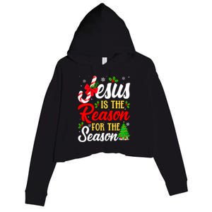 Jesus Is The Reason For The Season Christian Christmas Xmas Gift Crop Fleece Hoodie