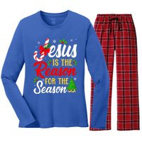 Jesus Is The Reason For The Season Christian Christmas Xmas Gift Women's Long Sleeve Flannel Pajama Set 