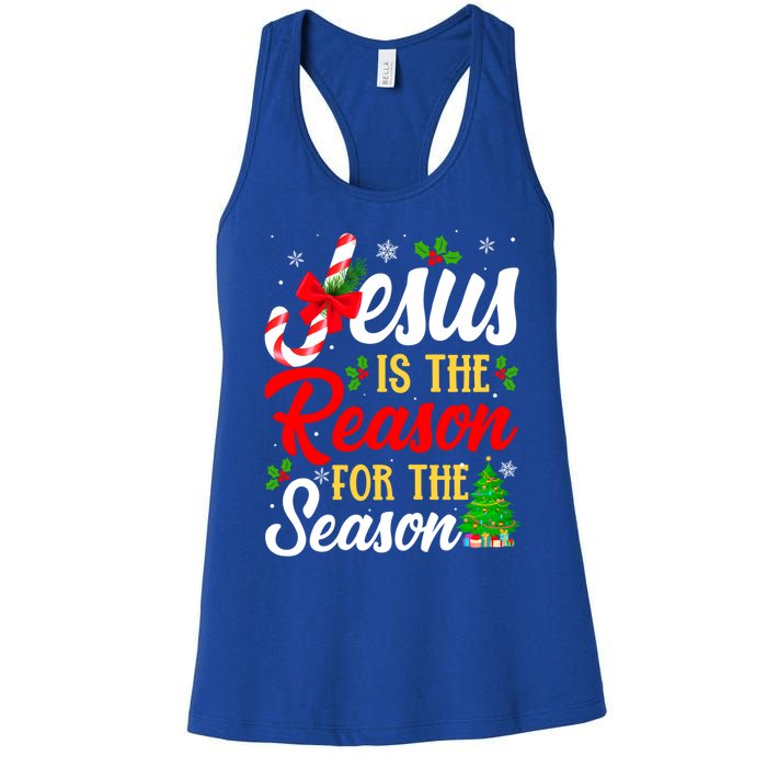 Jesus Is The Reason For The Season Christian Christmas Xmas Gift Women's Racerback Tank