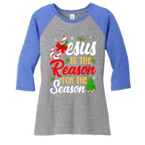 Jesus Is The Reason For The Season Christian Christmas Xmas Gift Women's Tri-Blend 3/4-Sleeve Raglan Shirt