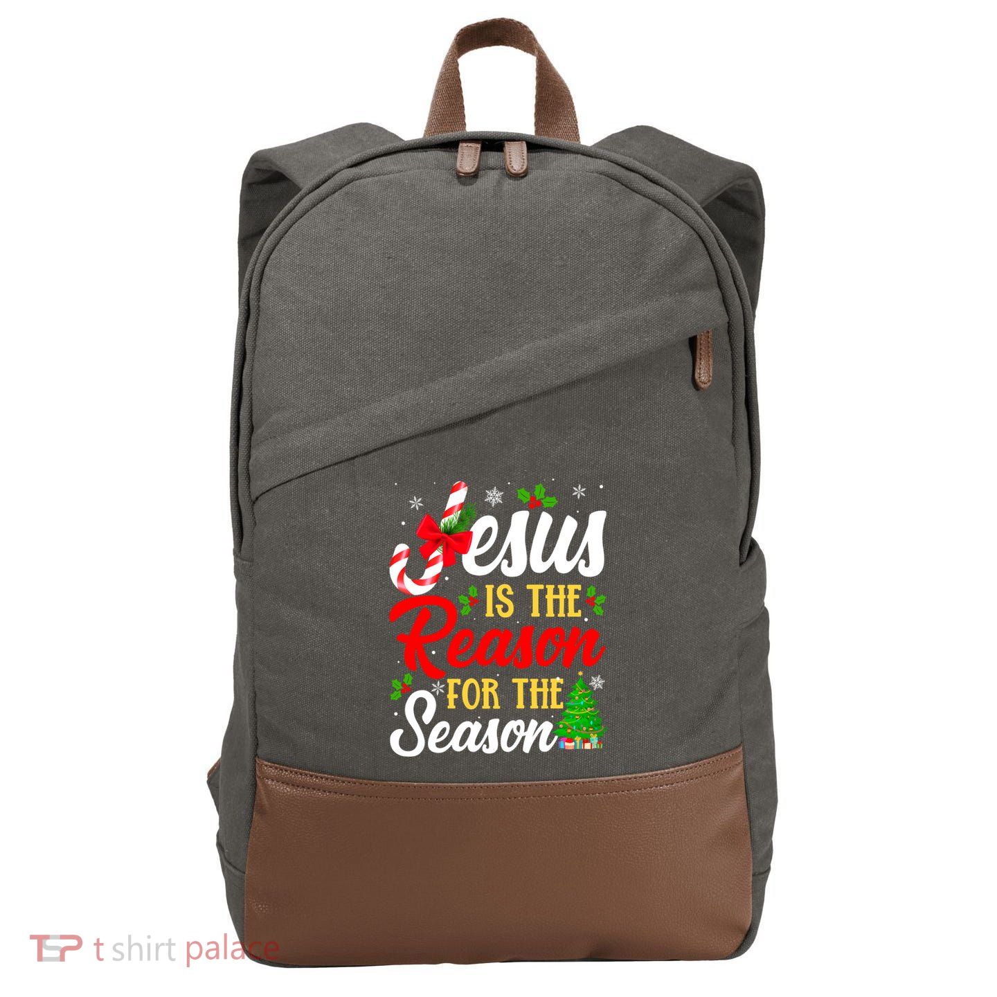 Jesus Is The Reason For The Season Christian Christmas Xmas Gift Cotton Canvas Backpack