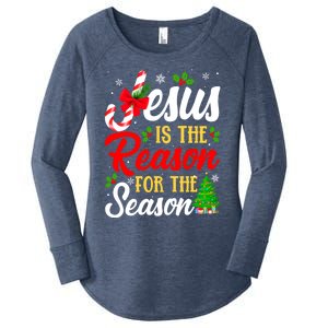 Jesus Is The Reason For The Season Christian Christmas Xmas Gift Women's Perfect Tri Tunic Long Sleeve Shirt