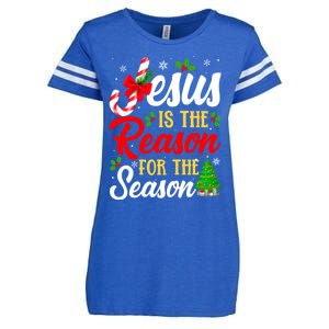 Jesus Is The Reason For The Season Christian Christmas Xmas Gift Enza Ladies Jersey Football T-Shirt