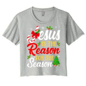 Jesus Is The Reason For The Season Christian Christmas Xmas Gift Women's Crop Top Tee