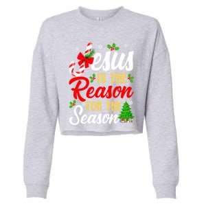 Jesus Is The Reason For The Season Christian Christmas Xmas Gift Cropped Pullover Crew