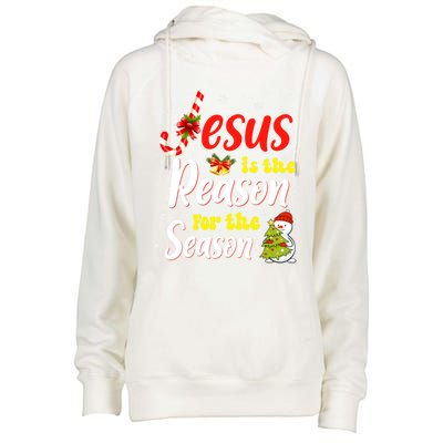 Jesus Is The Reason For The Season Christian Christmas Xmas Gift Womens Funnel Neck Pullover Hood