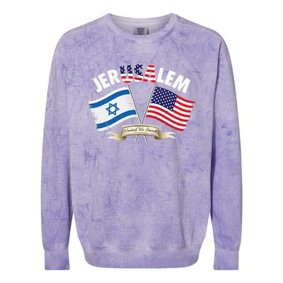 jerusalem israel usa american flag Colorblast Crewneck Sweatshirt