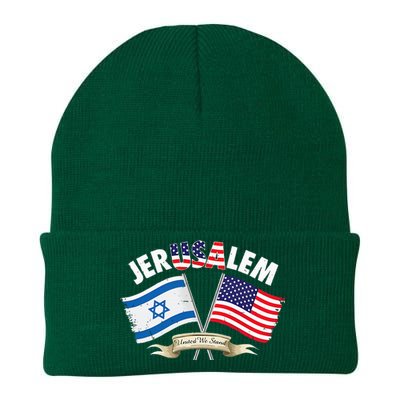 jerusalem israel usa american flag Knit Cap Winter Beanie