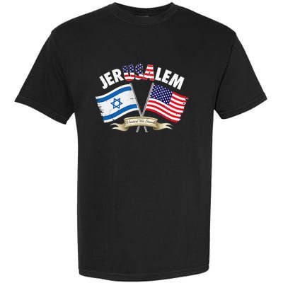 jerusalem israel usa american flag Garment-Dyed Heavyweight T-Shirt