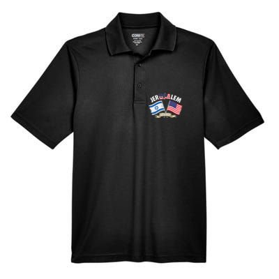 jerusalem israel usa american flag Men's Origin Performance Pique Polo