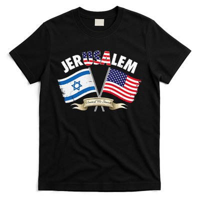 jerusalem israel usa american flag T-Shirt