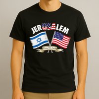 jerusalem israel usa american flag T-Shirt