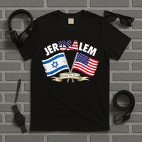 jerusalem israel usa american flag T-Shirt