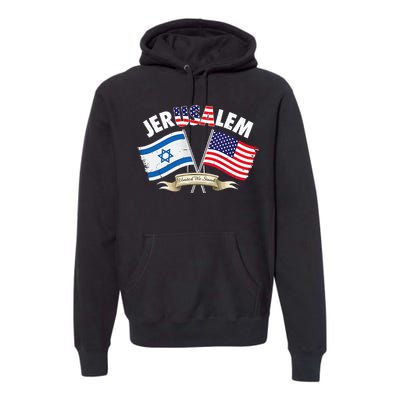 jerusalem israel usa american flag Premium Hoodie