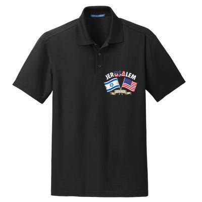 jerusalem israel usa american flag Dry Zone Grid Polo