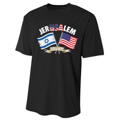 jerusalem israel usa american flag Performance Sprint T-Shirt