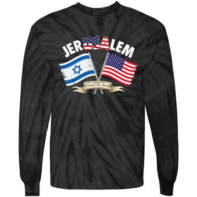 jerusalem israel usa american flag Tie-Dye Long Sleeve Shirt