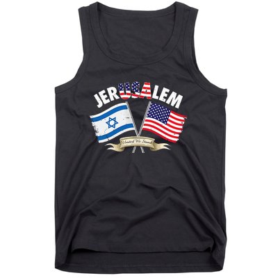 jerusalem israel usa american flag Tank Top