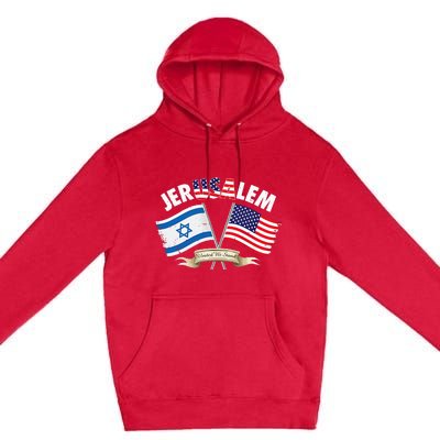 jerusalem israel usa american flag Premium Pullover Hoodie