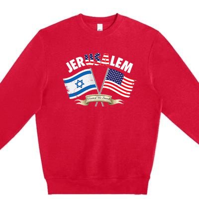 jerusalem israel usa american flag Premium Crewneck Sweatshirt