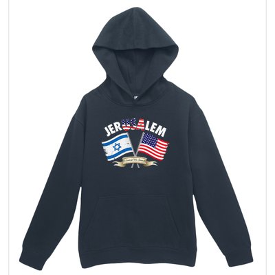 jerusalem israel usa american flag Urban Pullover Hoodie