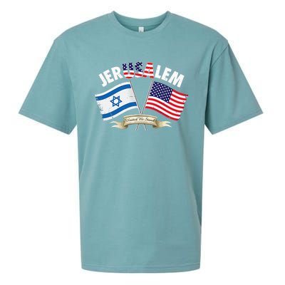 jerusalem israel usa american flag Sueded Cloud Jersey T-Shirt