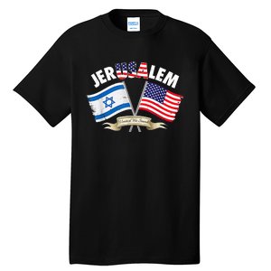 Jerusalem Israel Usa American Flag Tall T-Shirt