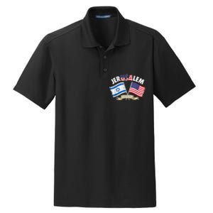 Jerusalem Israel Usa American Flag Dry Zone Grid Polo