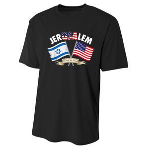 Jerusalem Israel Usa American Flag Performance Sprint T-Shirt