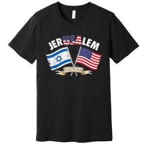 Jerusalem Israel Usa American Flag Premium T-Shirt